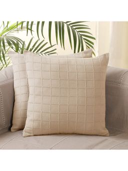 Jamio FIrati - Beige Set Of 2 Geometric Square Cushion Covers