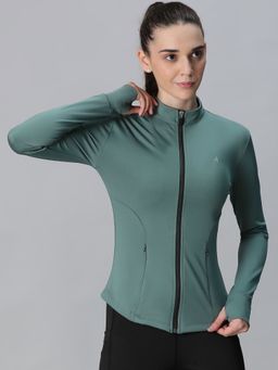 Athlisis - Green Zippered Quick Dry Running Fitness Sports Jacket