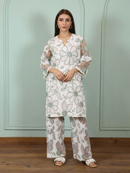 ALLUREARMOIRE - Cut Work Green Co-Ord Set