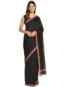 Fabindia - Black Jamdani Cotton Silk Saree