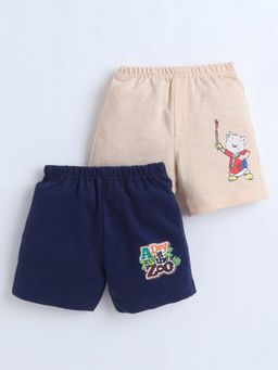 Bumzee - Beige and Navy Blue Boys Shorts (Pack of 2)