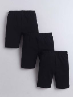 Bumzee - Black Girls Cotton Cycling Shorts (Pack of 3)