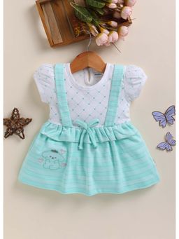 Bumzee - Mint Green and Off white Girls Half Sleeves Frock