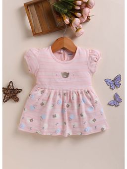 Bumzee - Peach Girls Half Sleeves Frock
