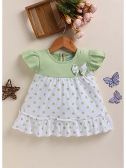 Bumzee - Off White and Mint Girls Half Sleeves Frock