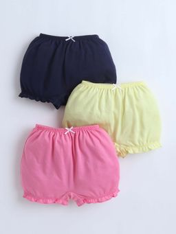 Bumzee - Pink and Yellow Girls Compact Cotton Bloomers (Pack of 3)