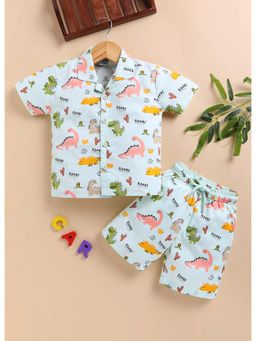 Bumzee - Green Boys Half Sleeves Cotton Shirt and Short
