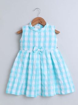 Bumzee - Turquoise Girls Sleeveless Cotton Poly Knee Length Frock