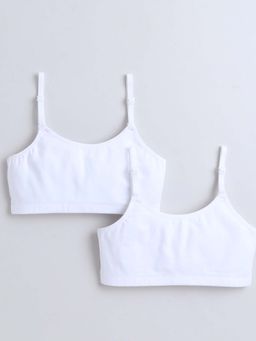 Bumzee - White Girls Cotton Non Padded Beginners Bras (Pack of 2)
