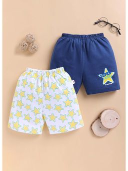 Bumzee - Off-White and Blue Boys Shorts (Pack of 2)