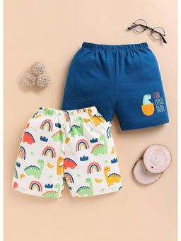 Bumzee - Cream and Teal Blue Boys Shorts (Pack of 2)