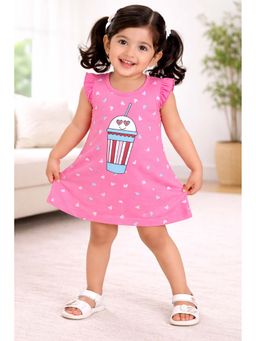 Bumzee - Pink Girls Cap Sleeves Frock