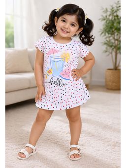 Bumzee - White Girls Cap Sleeves Frock