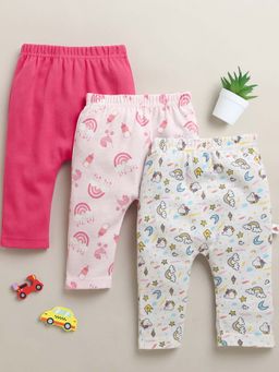 Bumzee - Pink and White Baby Girls Leggings (Pack of 3)