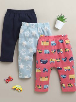 Bumzee - Blue, Navy Blue and Coral Baby Boys Leggings (Pack of 3)