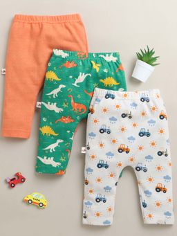 Bumzee - White, Green and Orange Baby Boys Leggings (Pack of 3)