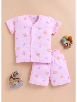 Bumzee - Pink Baby Girls Half Sleeves Jabla and Shorts
