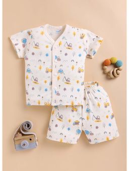 Bumzee - Cream Baby Boys Half Sleeves Jabla and Shorts
