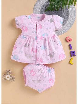 Bumzee - Pink Girls Cap Sleeves Frock With Panty