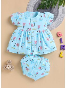 Bumzee - Blue Girls Cap Sleeves Frock With Panty