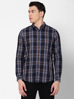 Lee - Men's Checks Navy Blue & Multi-color Shirt Slim Fit