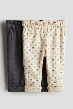 H&M - Girls Beige 2-Pack Paper Bag Trousers