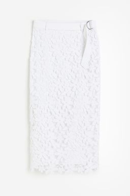 H&M - Women White Lace Pencil Skirt