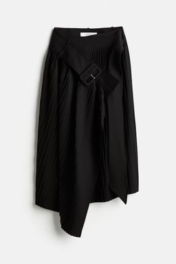H&M - Women Black Wool-Blend Belt-Detail Skirt