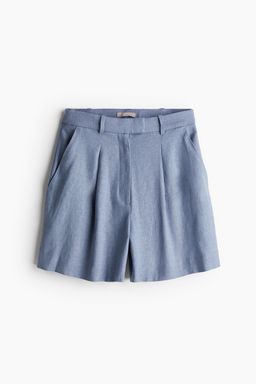 H&M - Women Blue Linen-Blend Shorts