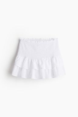 H&M - Women White Smocked-Waist Tiered Skirt
