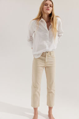 H&M - Women Beige Slim Straight High Ankle Jeans