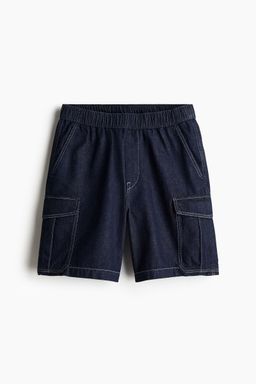 H&M - Men Blue Loose Denim Cargo Shorts