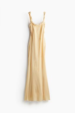 H&M - Women Yellow Twist-Detail Crinkled Dress