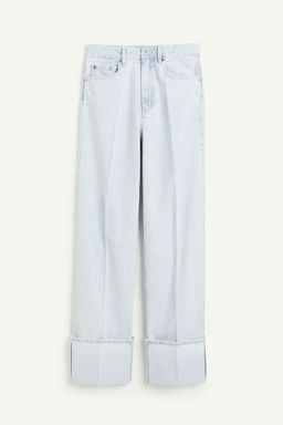 H&M - Women Blue Straight High Fold-Up Jeans