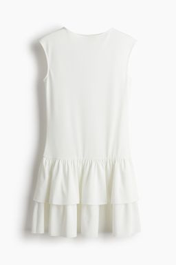 H&M - Women White Tiered-Skirt Jersey Dress