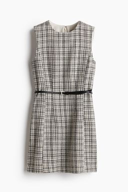 H&M - Women Beige Belted Boucla Dress