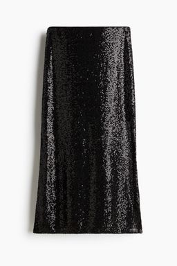 H&M - Women Black Sequined Midi Skirt