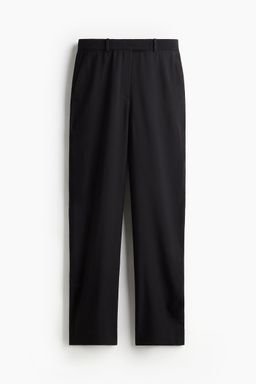 H&M - Women Black Linen-Blend Tailored Trousers