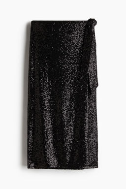 H&M - Women Black Sequined Wrap Skirt