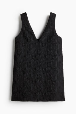 H&M - Women Black Jacquard-Weave Dress