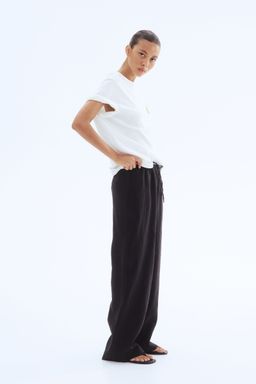 H&M - Women Black Linen Drawstring Trousers