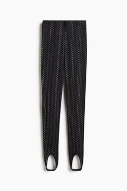 H&M - Women Black Rhinestone-Embellished Stirrup Leggings