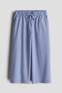 H&M - Girls Blue Wide Poplin Pull-On Trousers