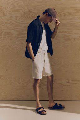 H&M - Men White Relaxed Fit Linen-Blend Shorts