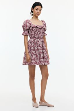 H&M - Women Pink Frill-Trimmed Cra pe Dress