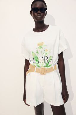 H&M - Women White Belted Twill Shorts