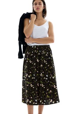H&M - Women Black Flared Poplin Skirt
