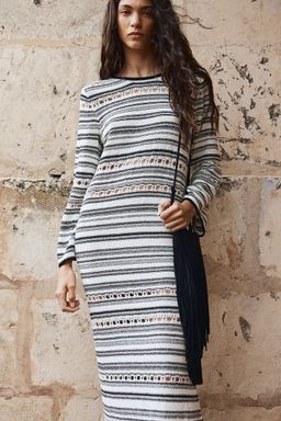 H&M - Women White Purl-Knit Boucla Dress