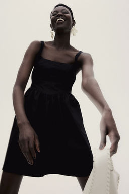 H&M - Women Black Flared-Skirt Dress