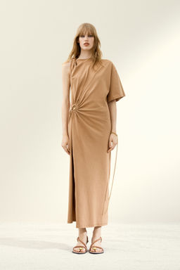 H&M - Women Beige Asymmetric T-Shirt Dress